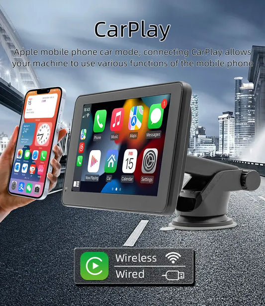 7" HD Double Din Car Stereo,Portable Wireless Touch Screen Apple Carplay and Android Auto Automatic Multimedia Player,Car Stereo with Mirror Link/Siri/Bluetooth/Navigation Screen for All Vehicles.