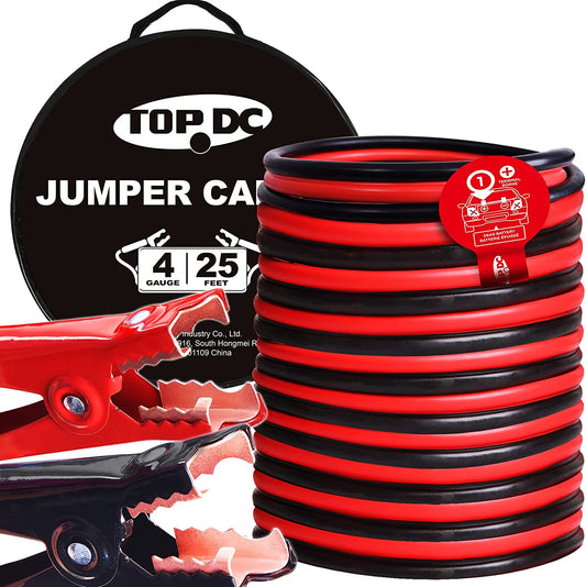 Jumper Cables 4 Gauge 25 Feet Heavy Duty Booster Cables with Carry Bag (4AWG X 25Ft)