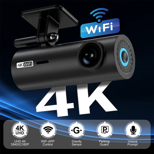 Front 4K Dashcam with Loop Recording and Auto Overwriting - Car Video Recorder with Time Overprint and Video Playback - Dash Cam